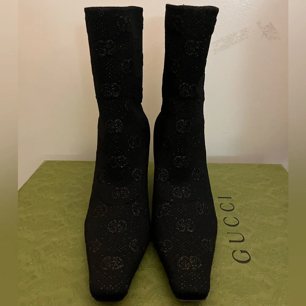 Gucci GG Knit Ankle Boots. GG technical knit fabric NIB size 6.5 - Picture 8 of 10